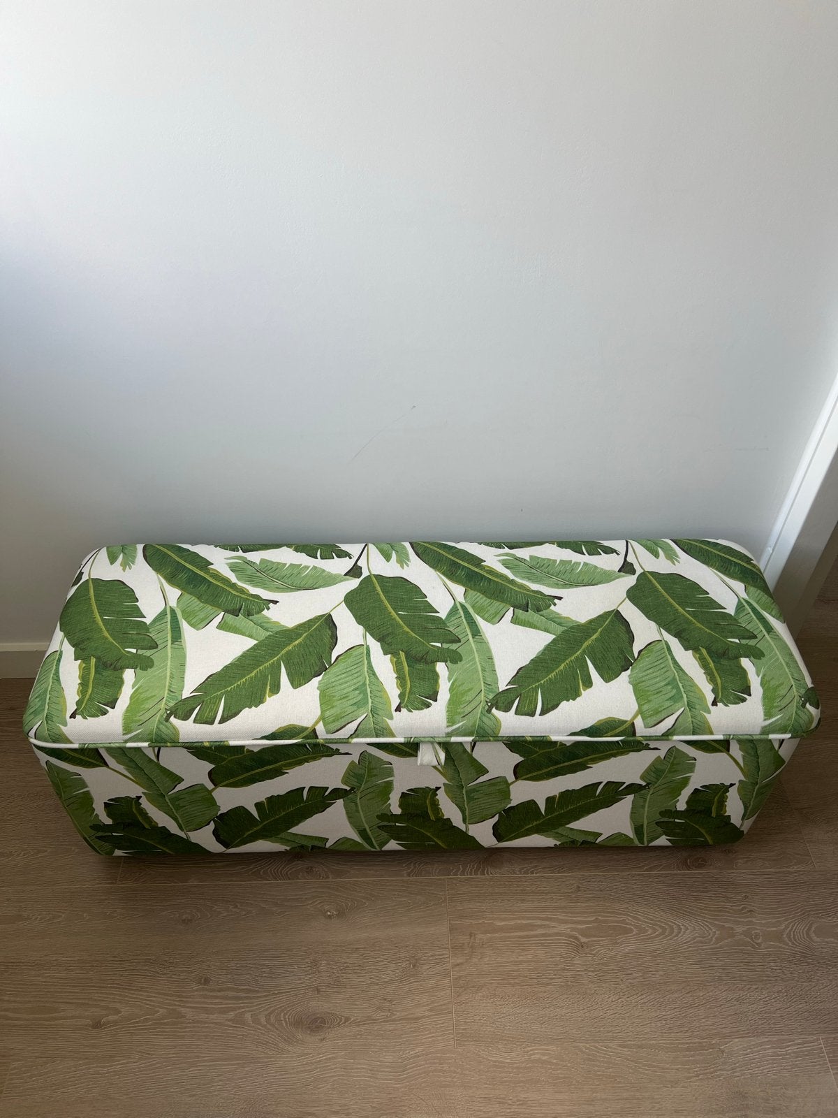 Opbergvoetenbank met tropische print, Ophalen, Overige materialen, 100 tot 150 cm, Zo goed als nieuw