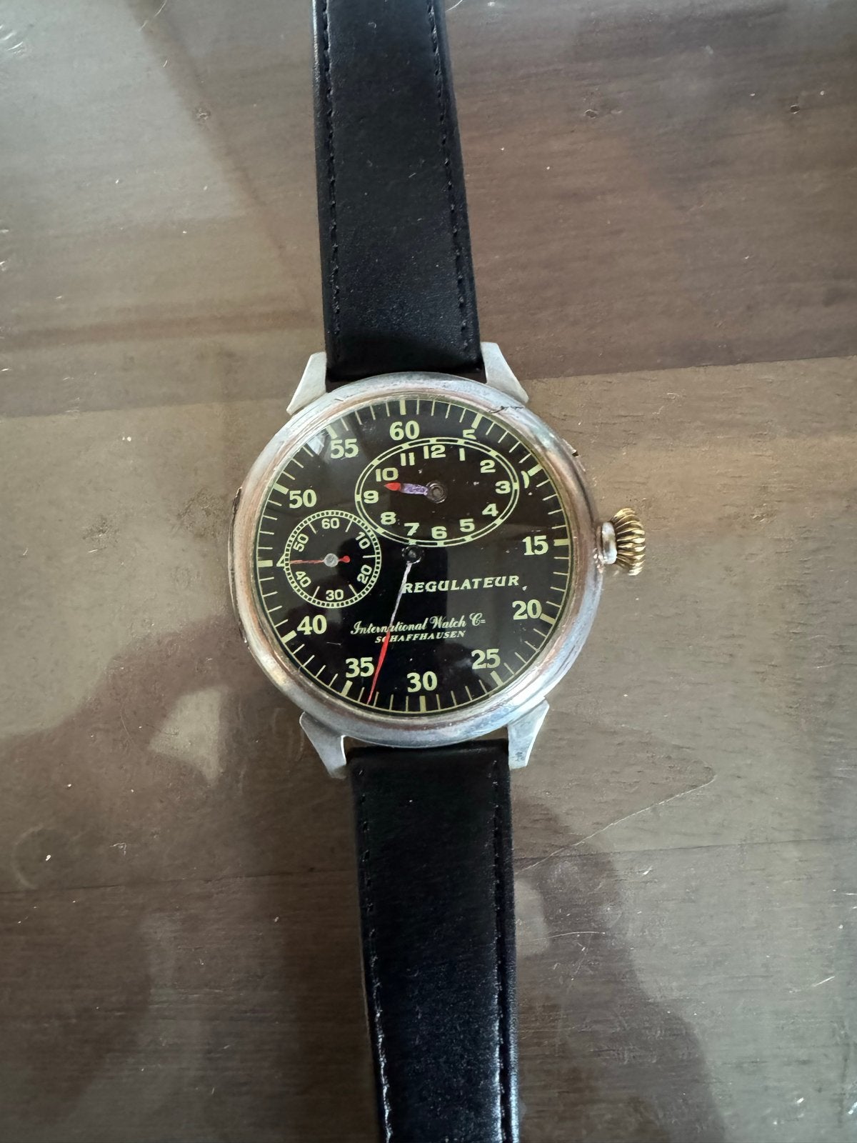 Zeldzaam IWC Schaffhausen Regulateur Polshorloge, Overige merken, Overige materialen, Met bandje, 1900 tot 1930