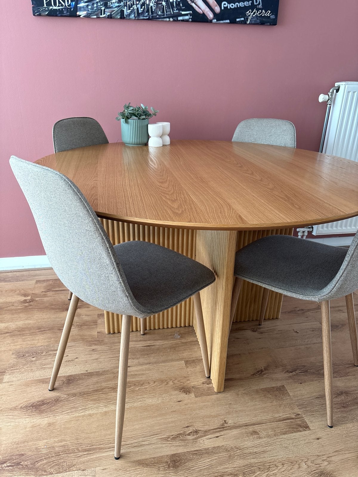 Ronde eettafel 140 cm, Huis en Inrichting, Ophalen, 100 tot 150 cm, Rond, Zo goed als nieuw