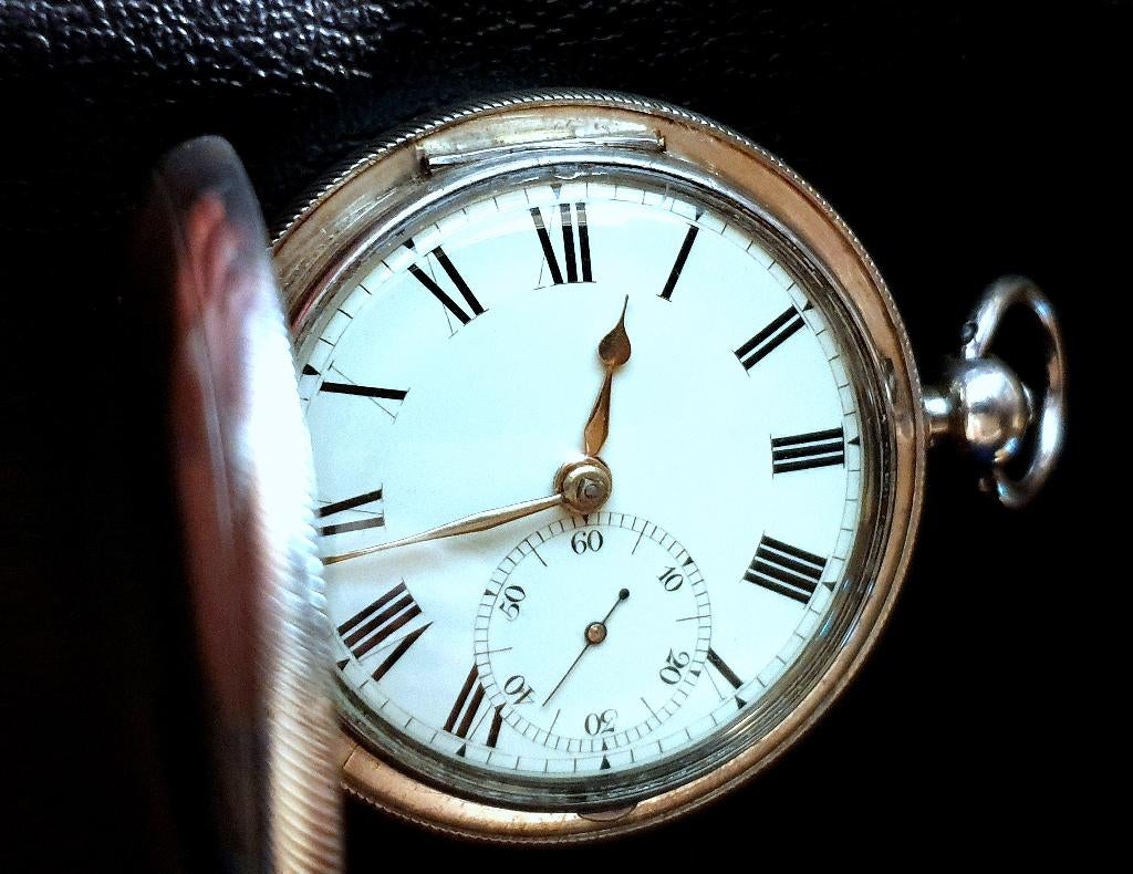 Zakhorloge (Massey II) hunter enkele kast zilver B'ham 1824, Ophalen of Verzenden, Overige materialen, Overige typen, Met edelsteen