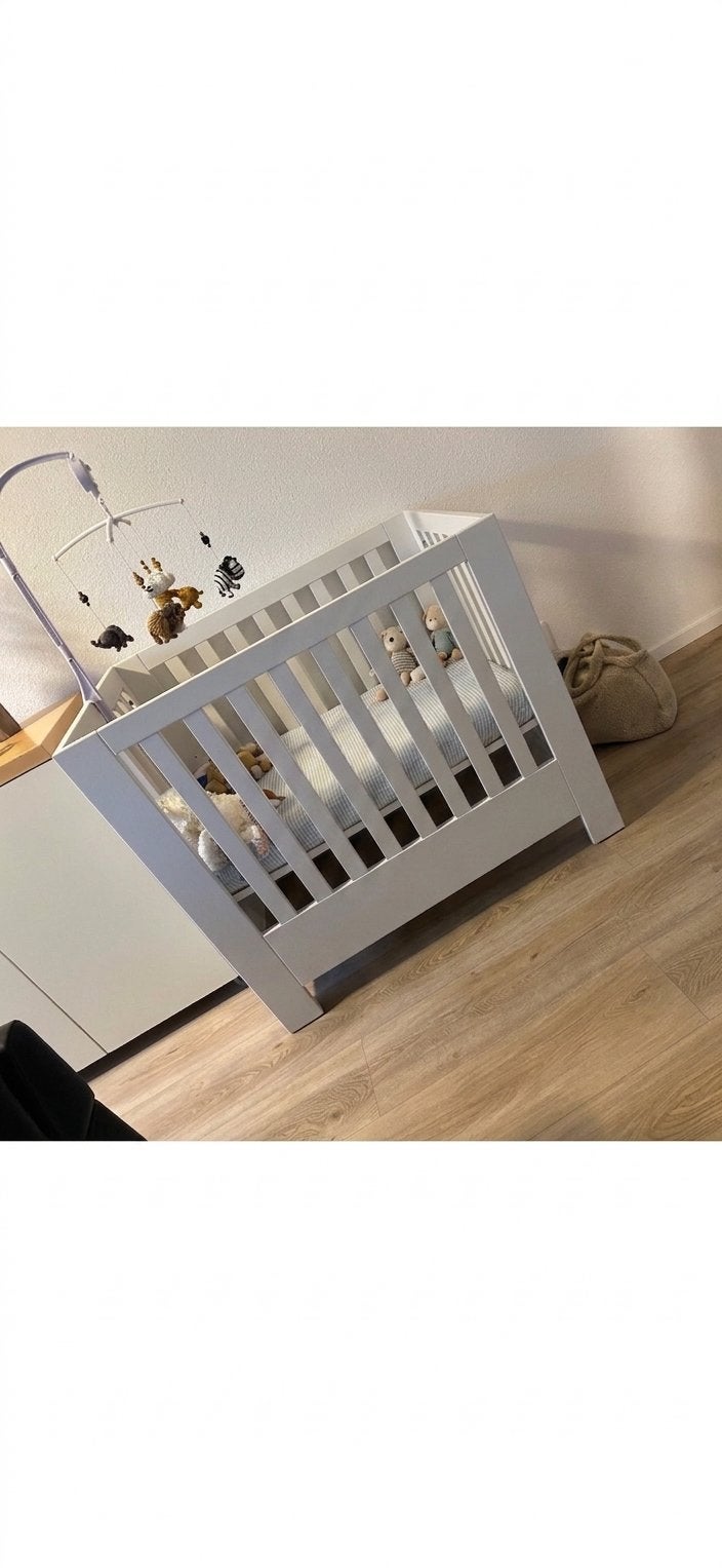 Witte box met verstelbare bodem - Gebruikt, Kinderen en Baby's, Boxen, Ophalen, Gebruikt