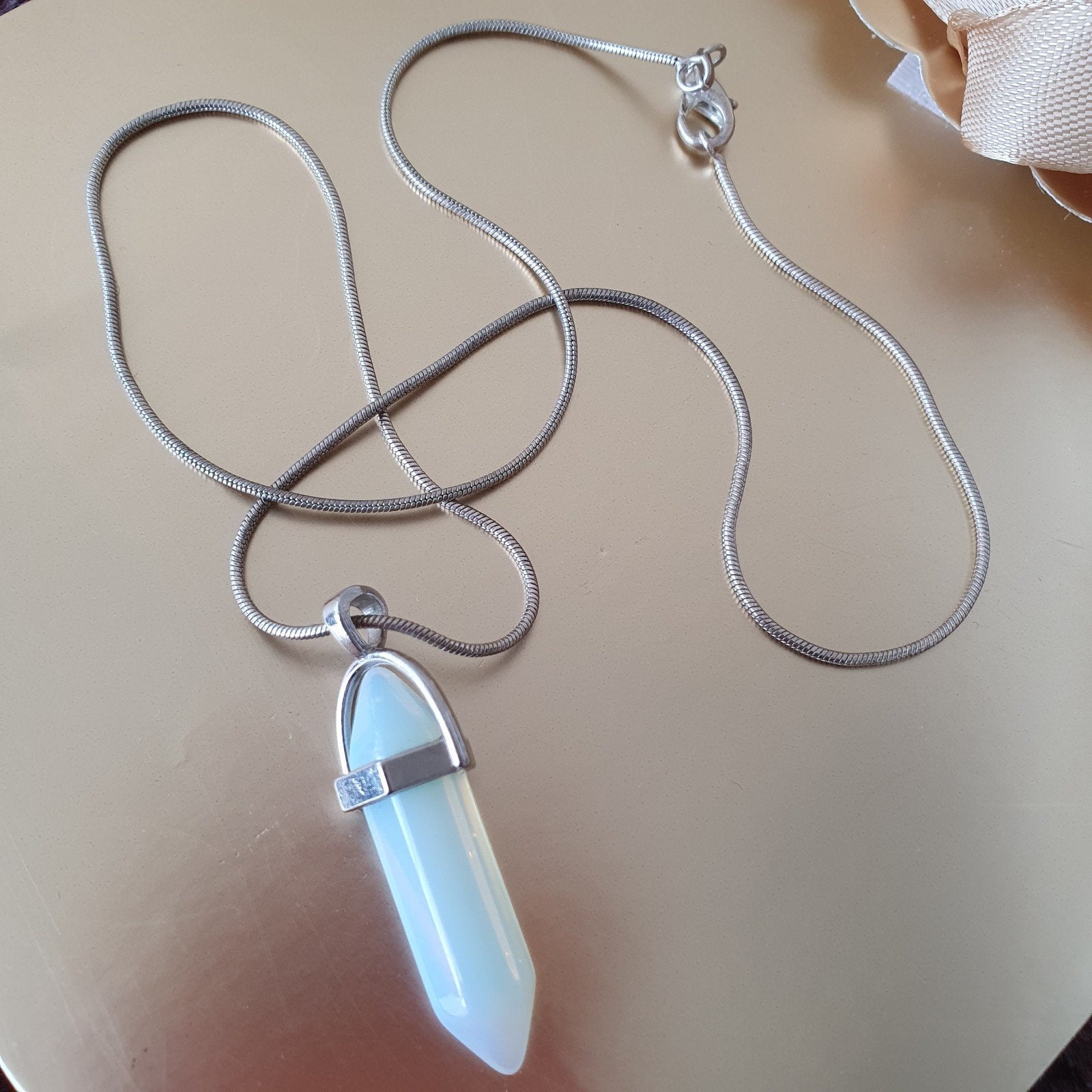 zilveren ketting met pendelhanger kristal, Ophalen of Verzenden, Zilver, Zilver