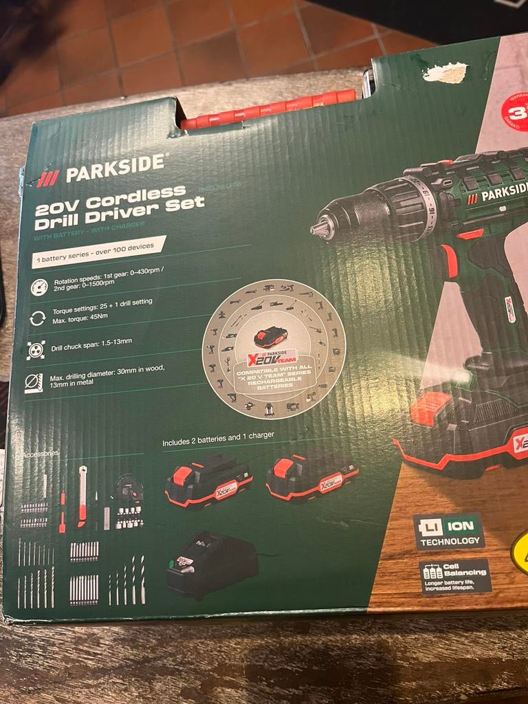 Parkside PABS 20 LI G8, Accu Schroef/Boormachine Set nieuw, Doe-het-zelf en Verbouw, Gereedschap | Boormachines, Nieuw, Boor- en Schroefmachine