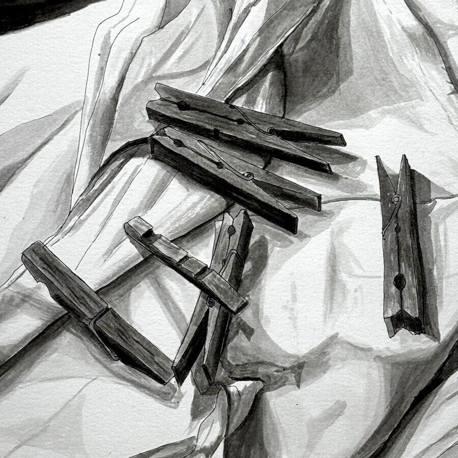 Grietje Huisman, wasknijpers 1984, Ophalen of Verzenden, Papier/karton, Passe-partout, Overig onderwerp