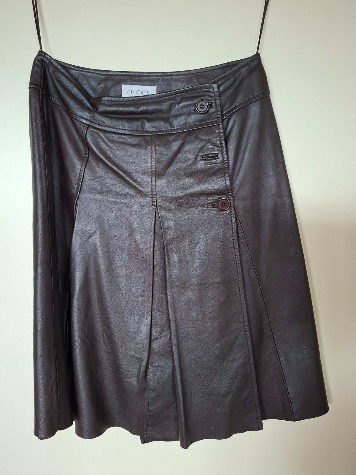 Elegante leren wikkelrok, Maat 38/40 (M), Shore, Bruin, Ophalen of Verzenden