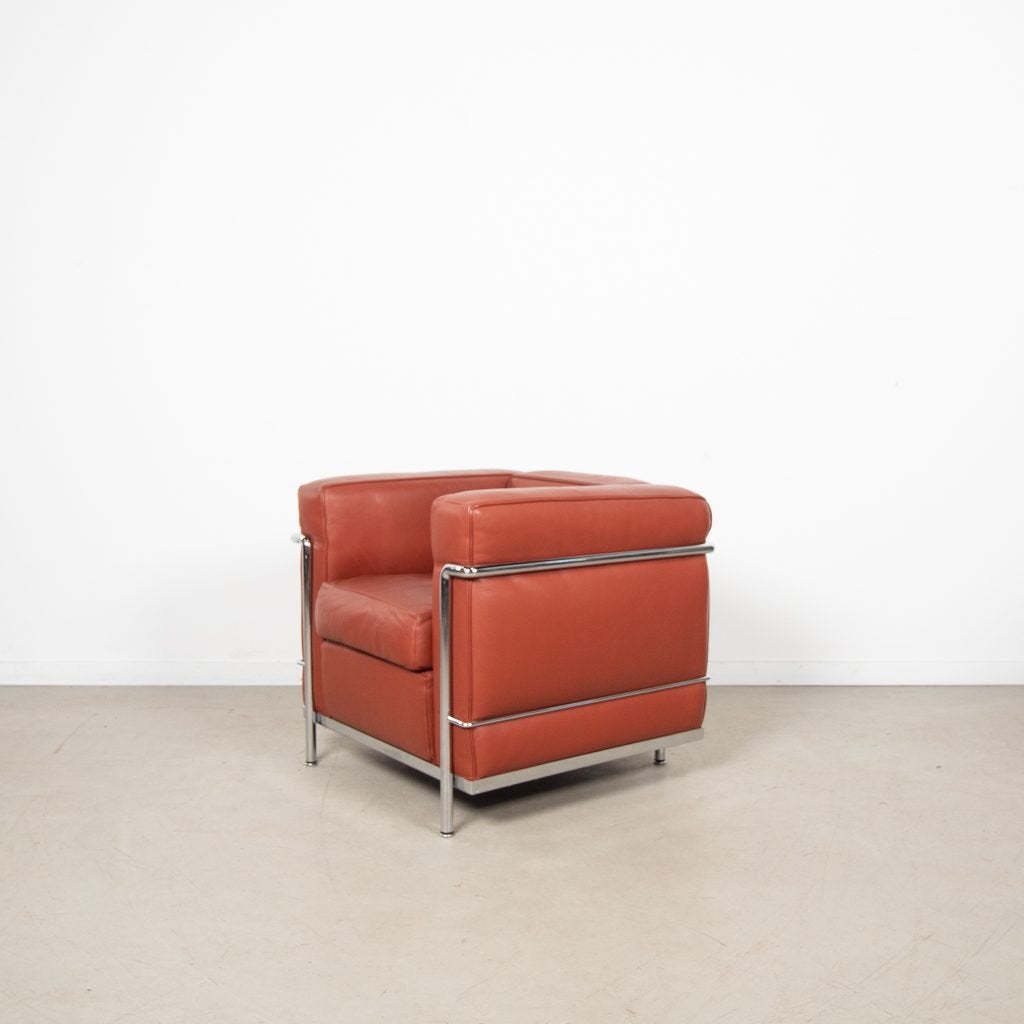Cassina LC2 Fauteuil Terracotta Leer, Niet ingevuld, Zo goed als nieuw, Niet ingevuld, Niet ingevuld