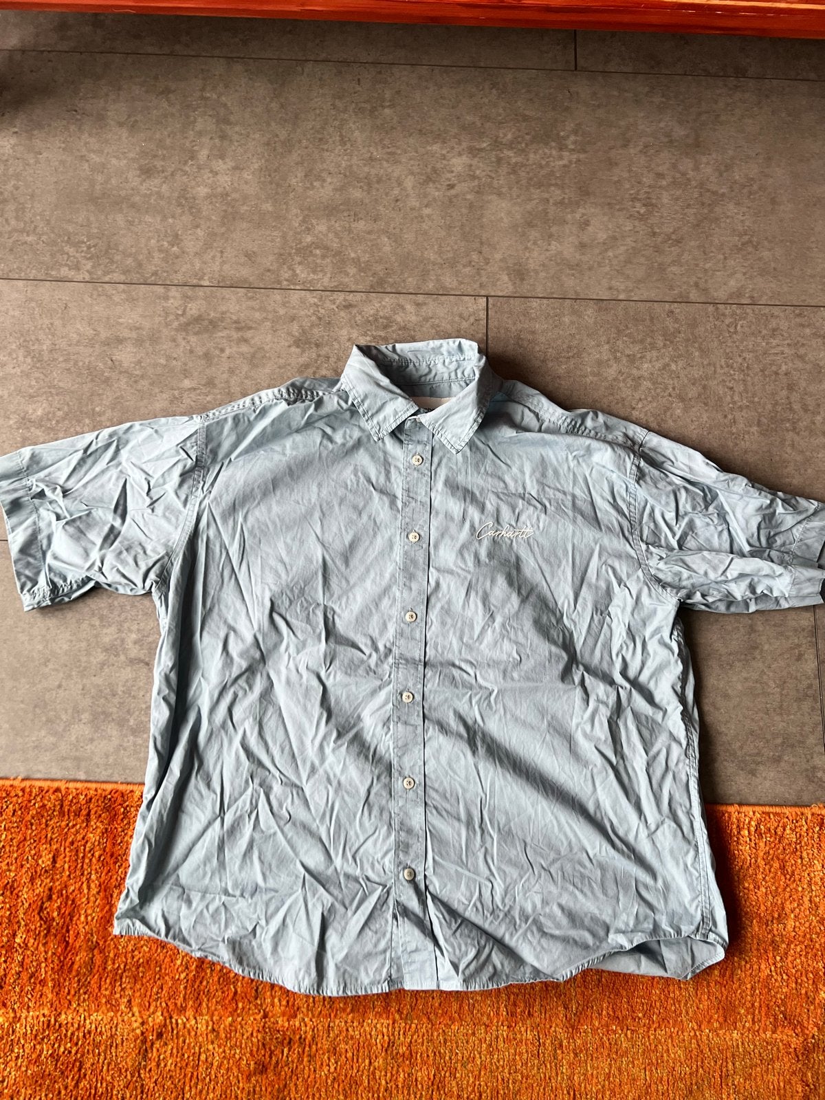 Lichtblauwe Carhartt blouse – maat L, Kleding | Heren, Ophalen of Verzenden, Gedragen, Blauw, Halswijdte 41/42 (L)