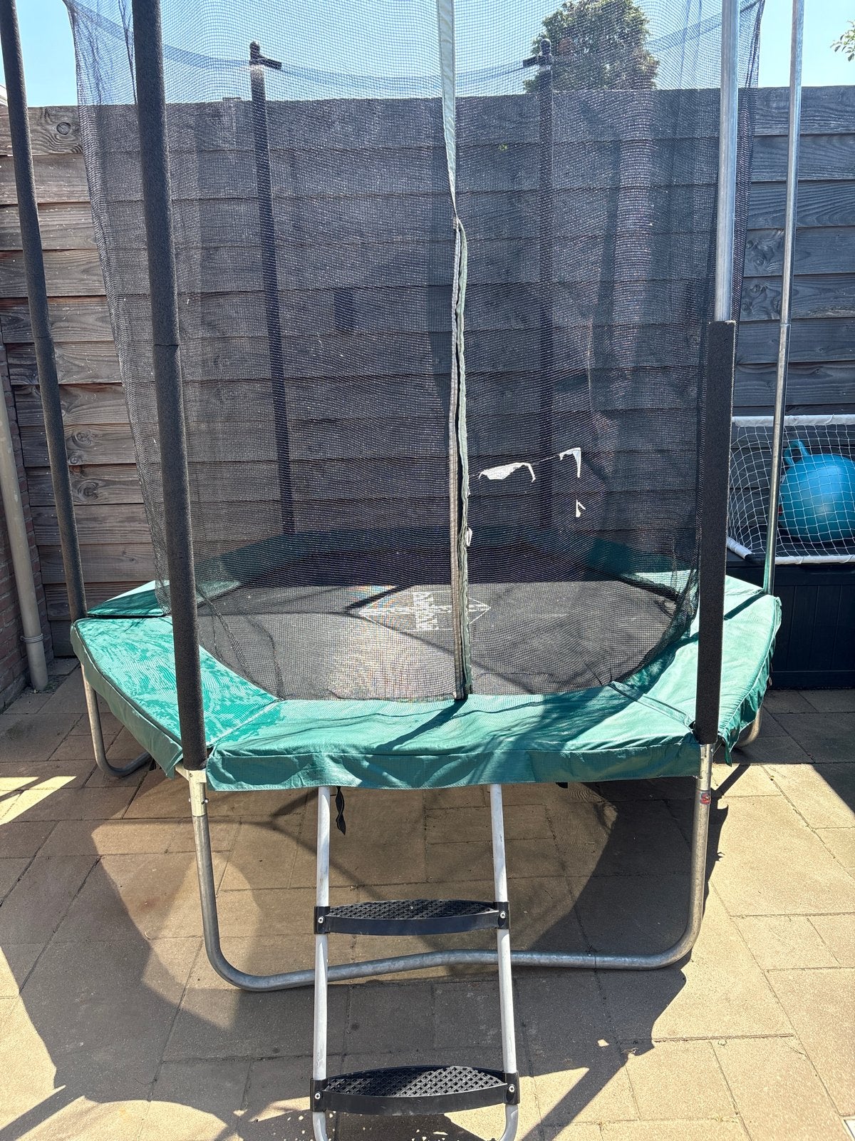 Trampoline met veiligheidsnet en ladder, Ophalen, Gebruikt