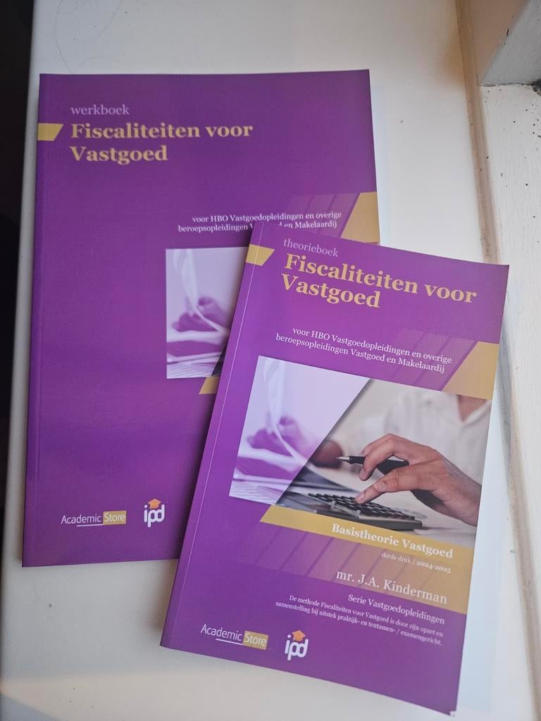 Fiscaliteit voor Vastgoed - Theorie & Werkboek, Boeken, Mr. J.A. Kinderman, Zo goed als nieuw, Gamma, HBO