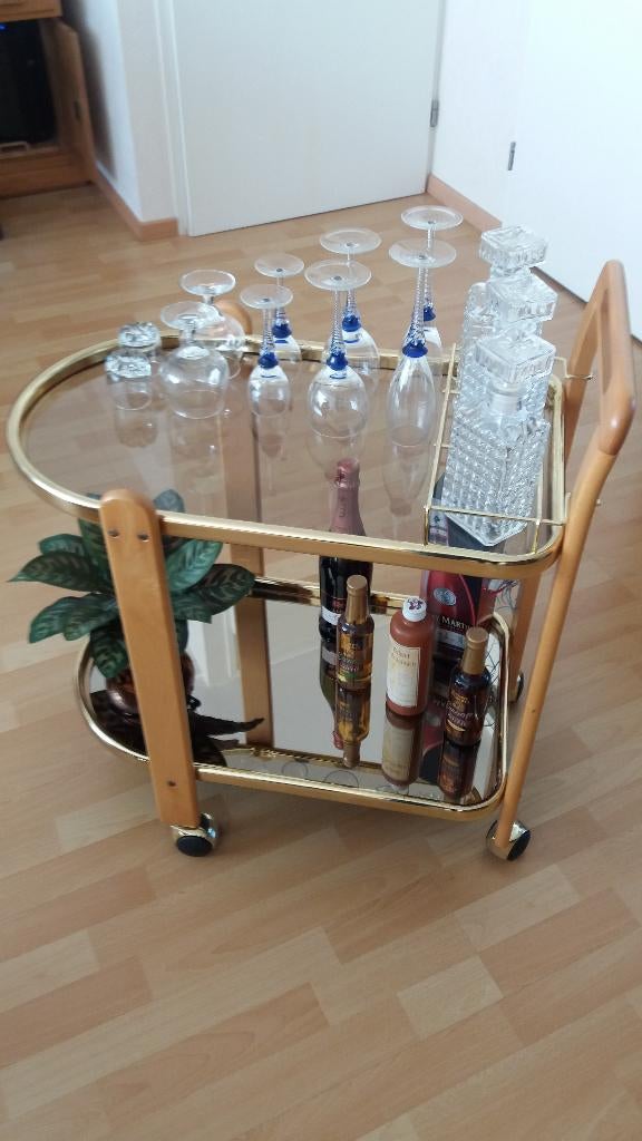 Thee - Wijn - Bar - Serveer trolley met flessenrek ., Ophalen of Verzenden, Zo goed als nieuw