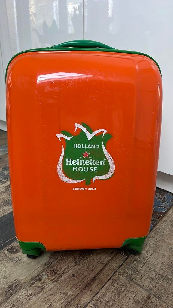 Heineken House Oranje trolley London 2012 met Wieltjes, Wieltjes, Gebruikt, Hard kunststof, Minder dan 50 cm