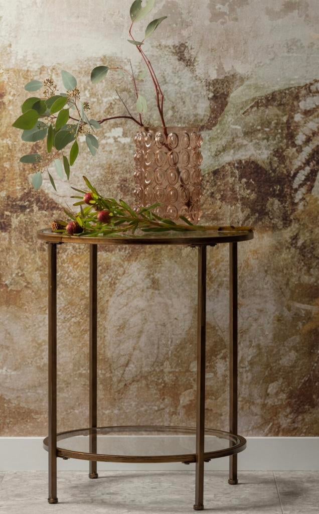 BePureHome Goddess  bijzettafel metaal en glas goudkleurig, Ophalen of Verzenden, Zo goed als nieuw