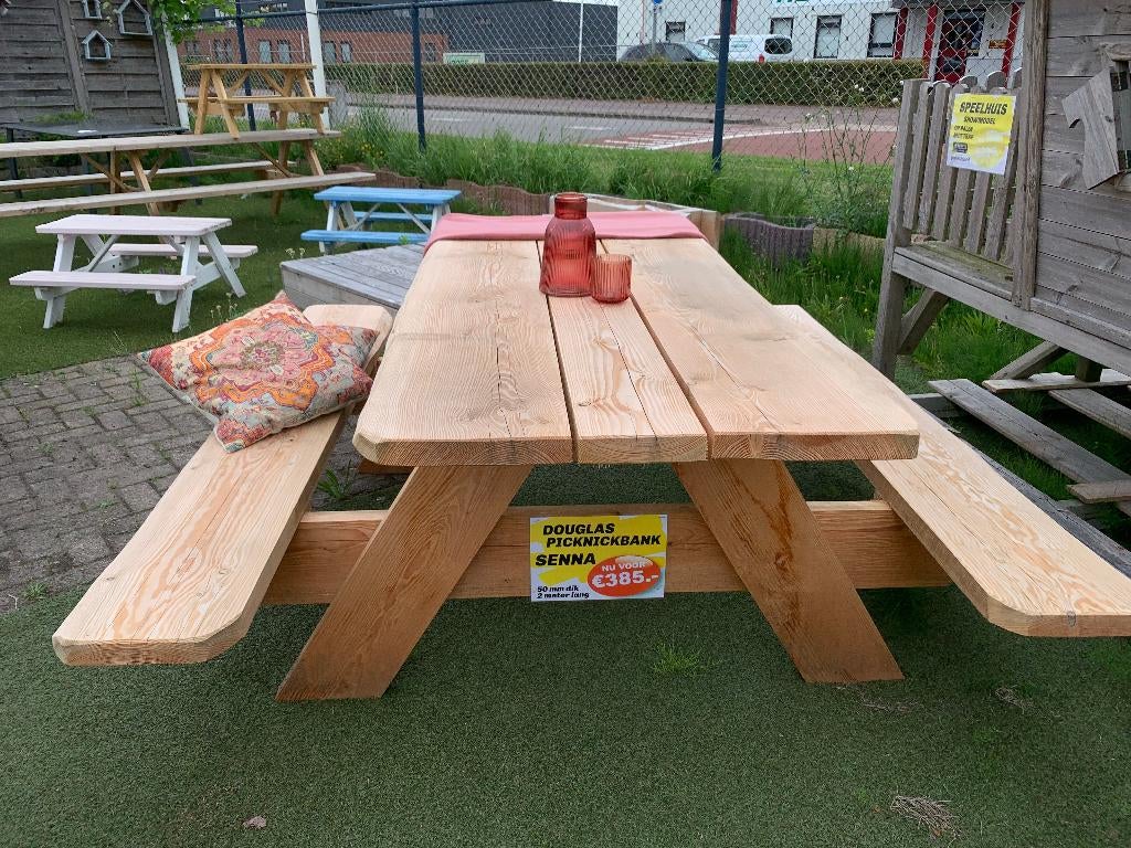 Picknickbank Senna 2 meter, Tuin en Terras, Picknicktafels, Nieuw, Rechthoekig, Hout, Ophalen