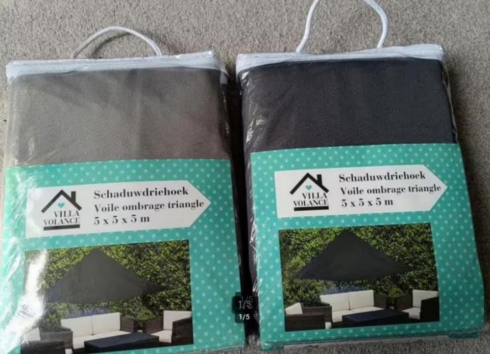 Schaduwdriehoek 5x5x5m nieuw tarp schaduwdoek, Nieuw, Ophalen of Verzenden