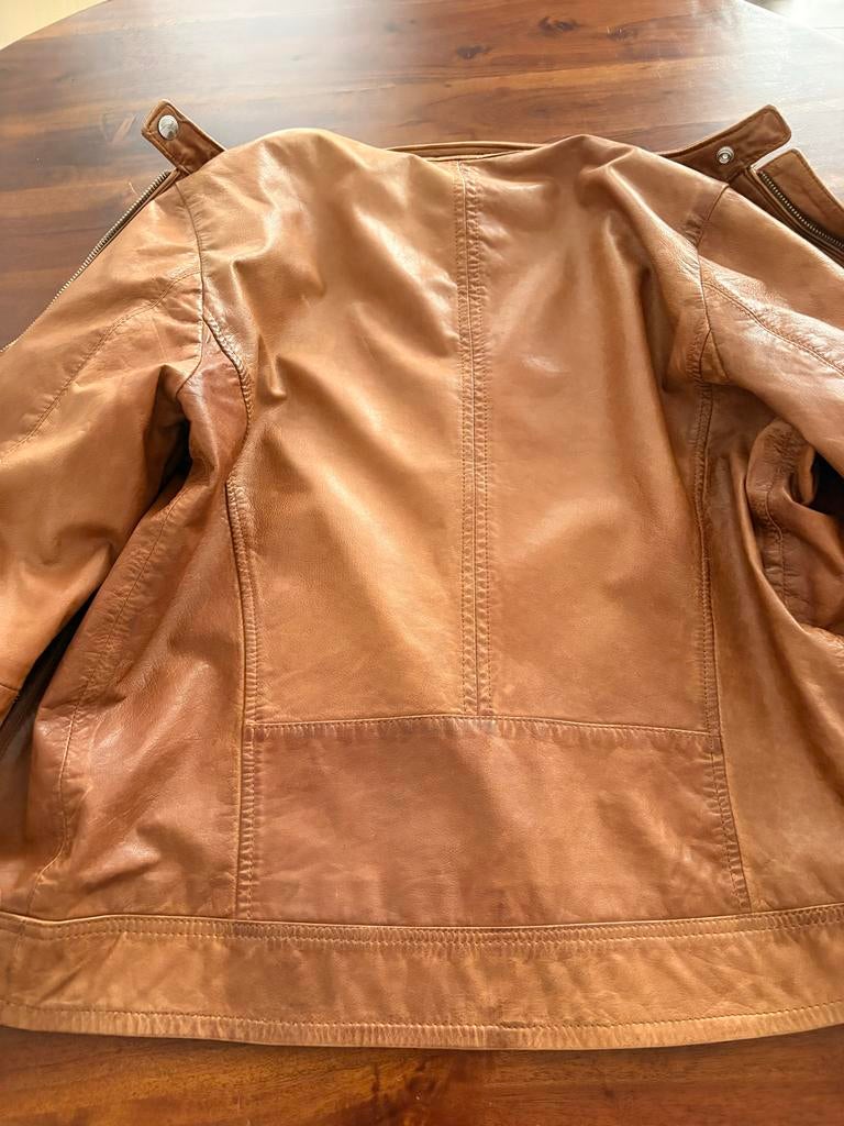 Schaap leren jas maat S/M - Tan kleur, Ophalen of Verzenden, Gedragen, Maat 48/50 (M), Bruin