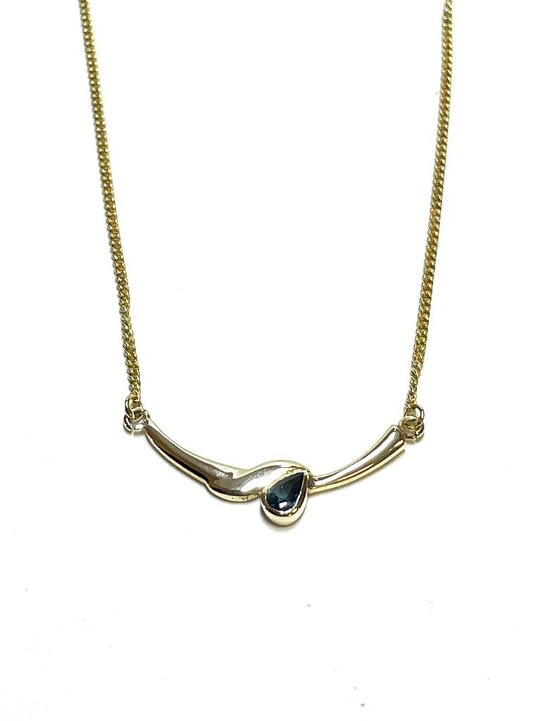 8k gouden collier met een saffier, Sieraden, Tassen en Uiterlijk, Kettingen, -, -, Ophalen of Verzenden, Zo goed als nieuw