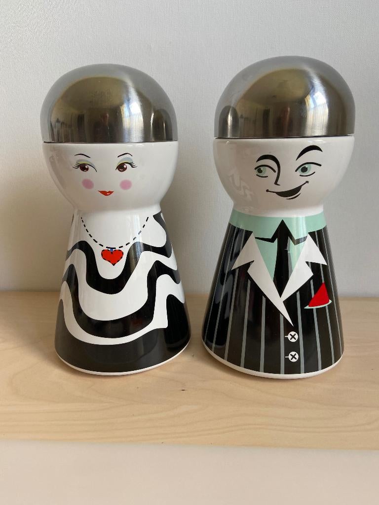 2 Vintage voorraadpotten man en vrouw jaren 60, Huis en Inrichting, Keuken | Keukenbenodigdheden, Ophalen of Verzenden, Gebruikt