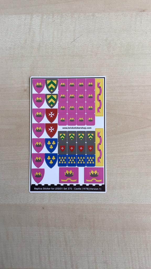 Lego 375 Geel Kasteel (ALLEEN STICKERVEL VERSIE 1), Ophalen of Verzenden, Nieuw
