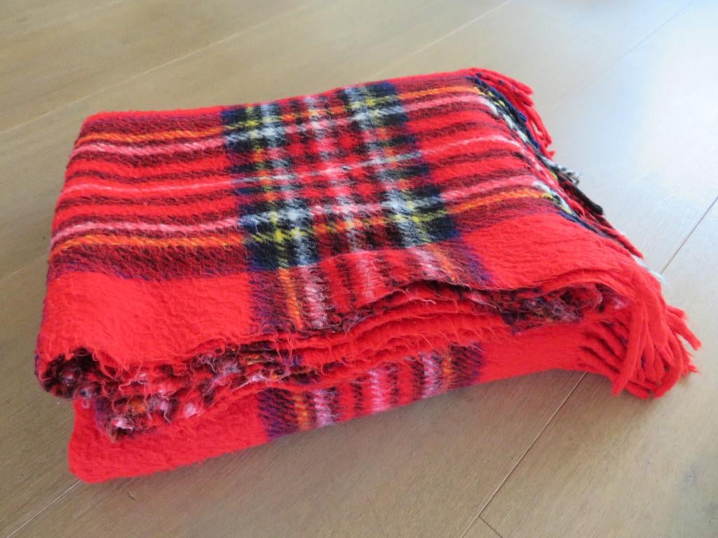 Schots geruite plaid, jaren '50/'60. Afmeting 140x160 cm, Ophalen of Verzenden, Huis en Inrichting