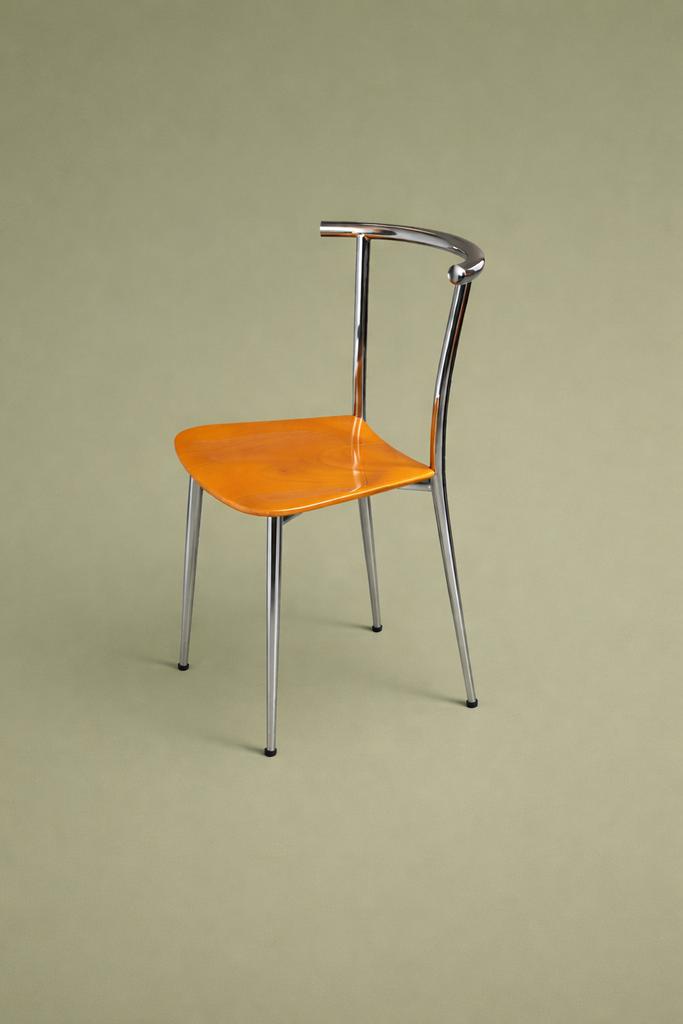 Segis postmoderne design stoel / verchroomd metaal multiplex, Huis en Inrichting, Stoelen, Ophalen of Verzenden, Gebruikt, Hout