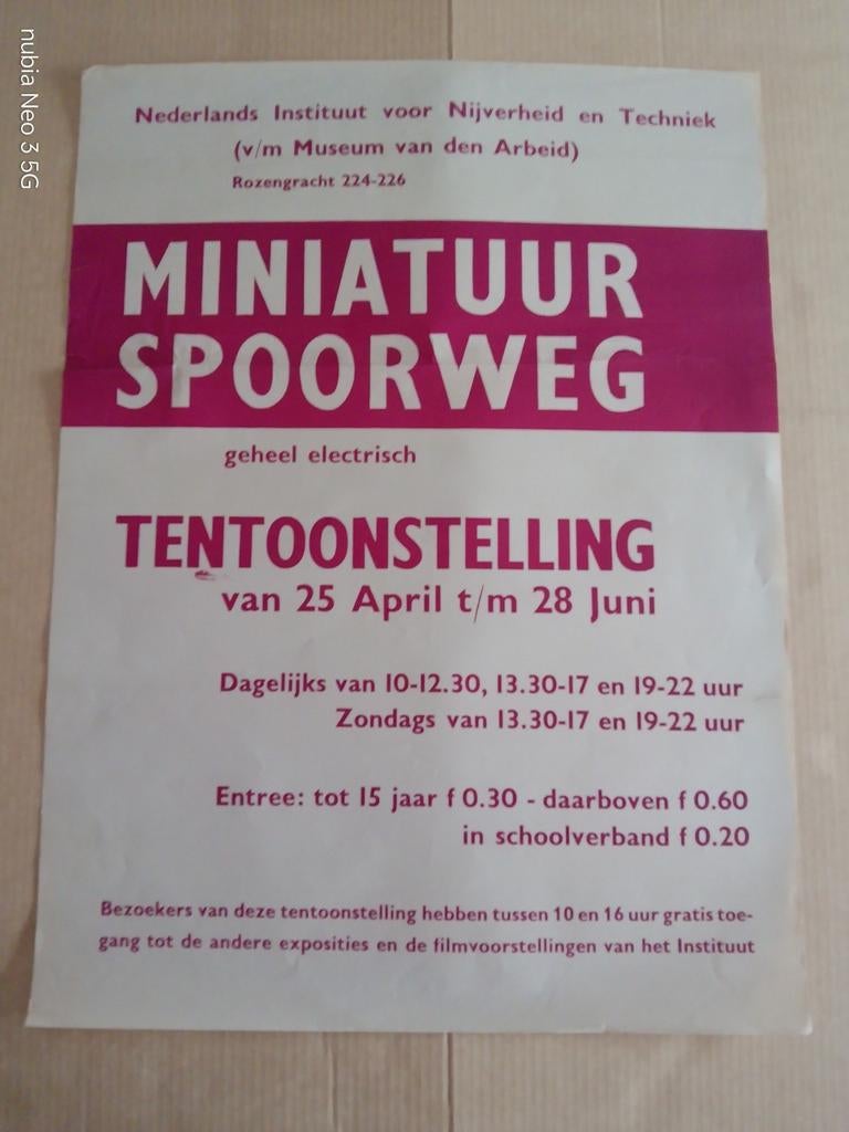 Miniatuur Spoorweg Tentoonstelling Poster, Ophalen of Verzenden, Gebruikt, Trein, Kaart of Prent