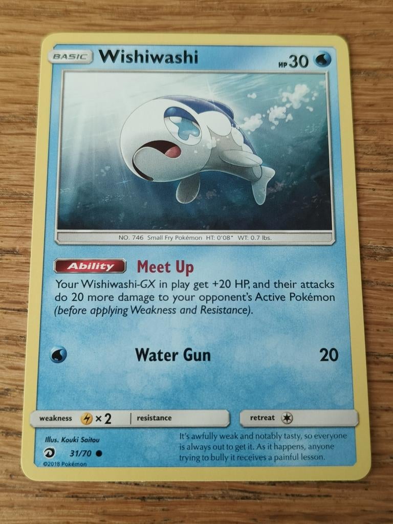 Wishiwashi 31/70 dragon majesty, Ophalen of Verzenden, Zo goed als nieuw, Losse kaart