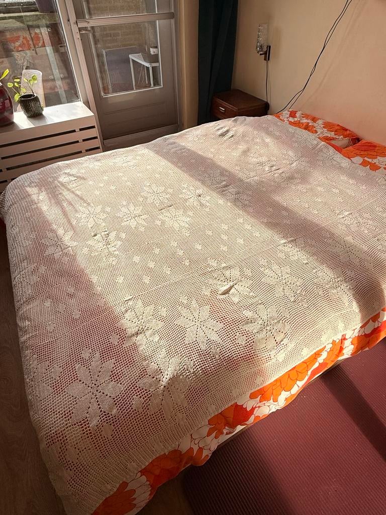 Gehaakte Sprei - Handgemaakt - 190x190 cm, Ophalen, Wit, Tweepersoons, Deken of Dekbed