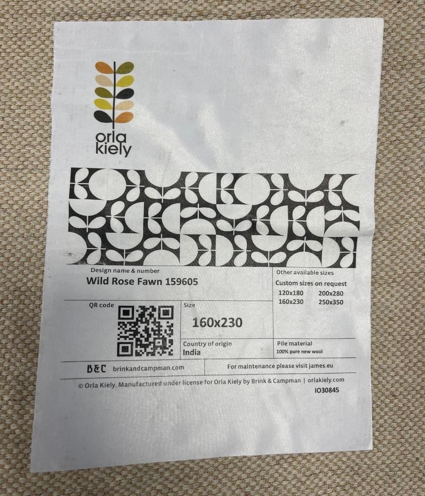Brink en Campman Orla Kiely Wild Rose tapijt, Ophalen, 150 tot 200 cm, Rechthoekig, Nieuw