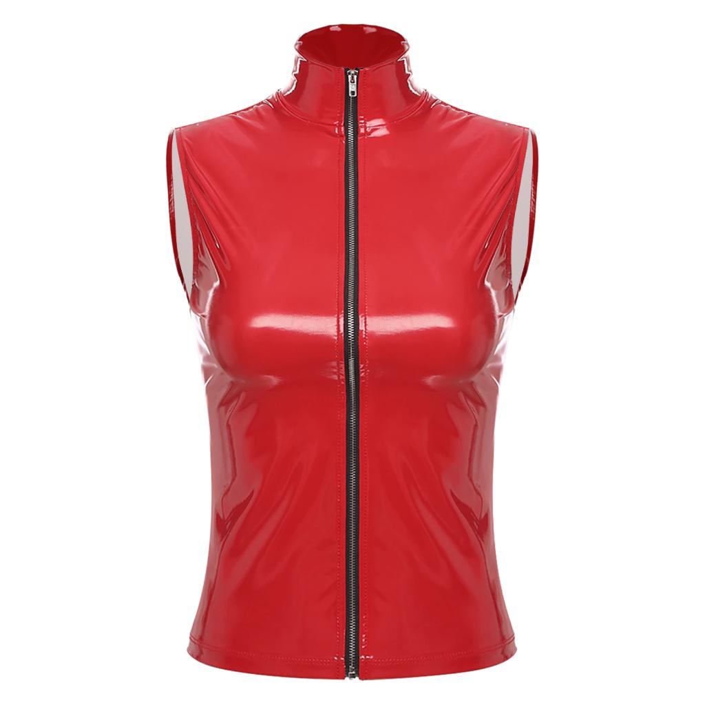 Dames rode kunstleren bodywarmer / wetlook lak vrouwen sexy, Verzenden, Nieuw, Maat 38/40 (M), Rood