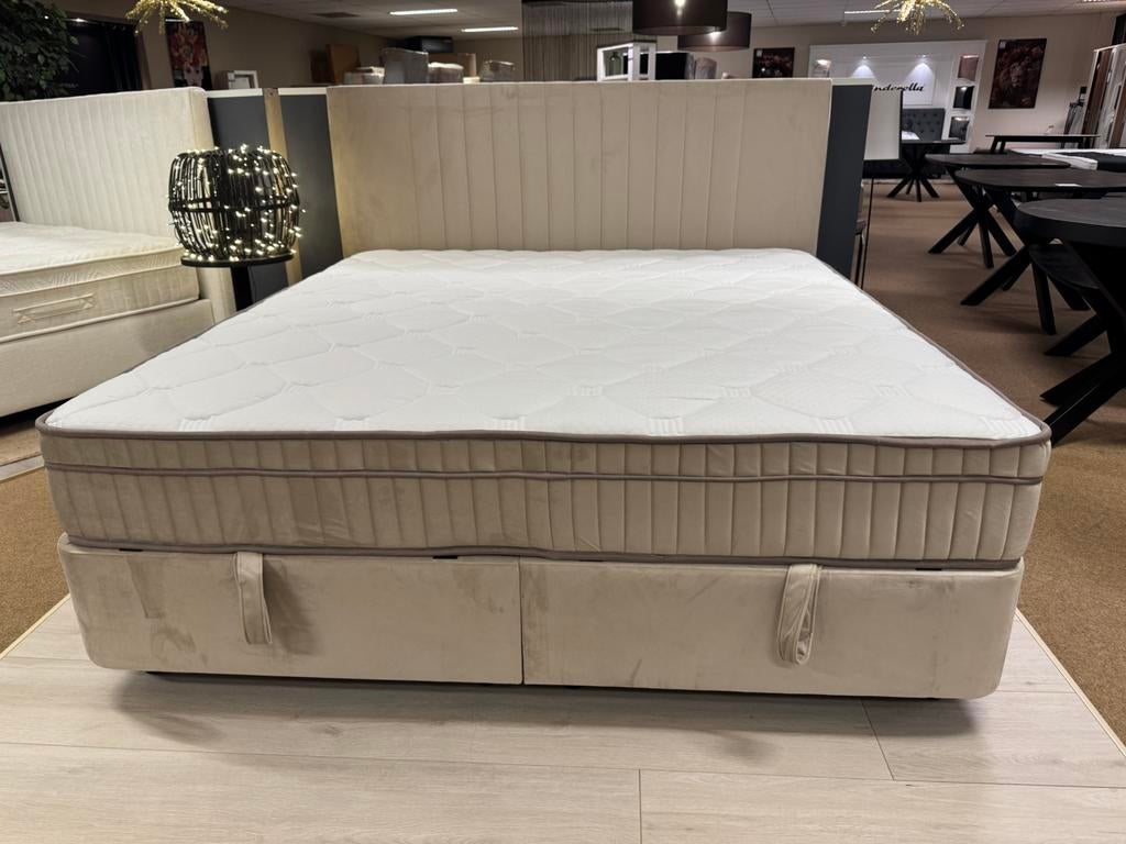 Boxspring/Baza met opbergruimte 160cm Direct/leverbaar E7290, Huis en Inrichting, Beige, #Boxspring#Opbergbox#opbergruimte#Bazabox#160#Beige