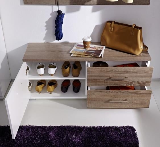 NIEUW Hal combi Home 3-delig Wit / Truffel eiken OP = OP, Ophalen of Verzenden, Nieuw, Complete set, 3-delig, halkasten, gangkast, halcombinatie