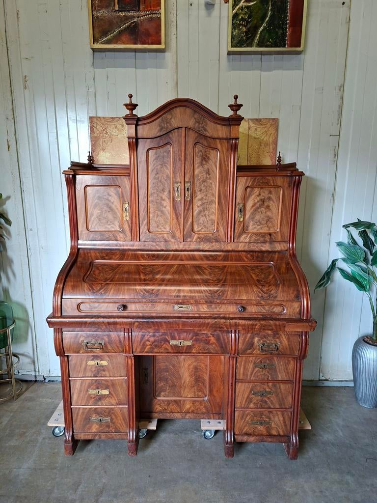 Antieke Louis Philippe rolluik secretarie,