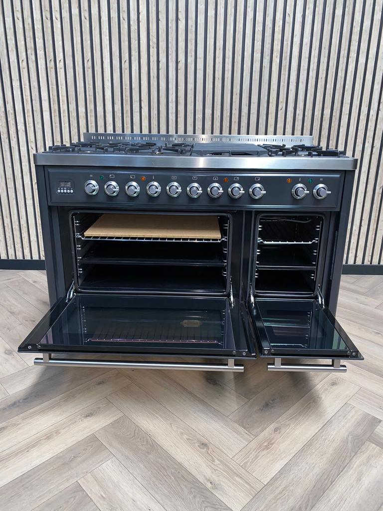 Luxe Fornuis Boretti Gas 120cm + Afzuigkap + Mtifunctioneel, Ophalen of Verzenden, Grill, Gas