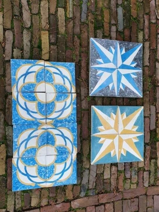 58m2 portugese cementtegels en aantal bijzondere tegels, Doe-het-zelf en Verbouw, Tegels, Overige materialen, Overige typen, Nieuw