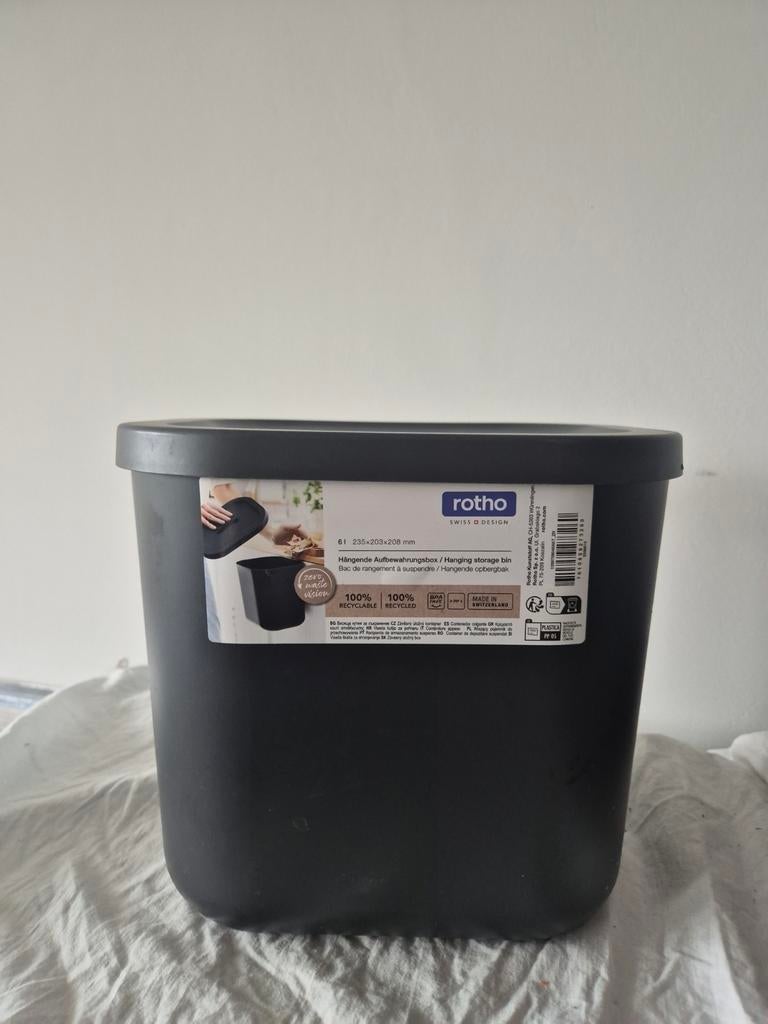Rotho 6 liter afvalemmer - ophangsysteem, Ophalen, Kunststof, Zo goed als nieuw, Minder dan 10 liter