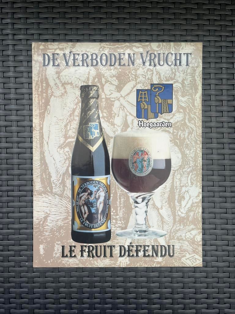 Hoegaarden De Verboden Vrucht kartonnen reclamebord, Ophalen of Verzenden, Zo goed als nieuw, Reclamebord, Plaat of Schild, Overige merken