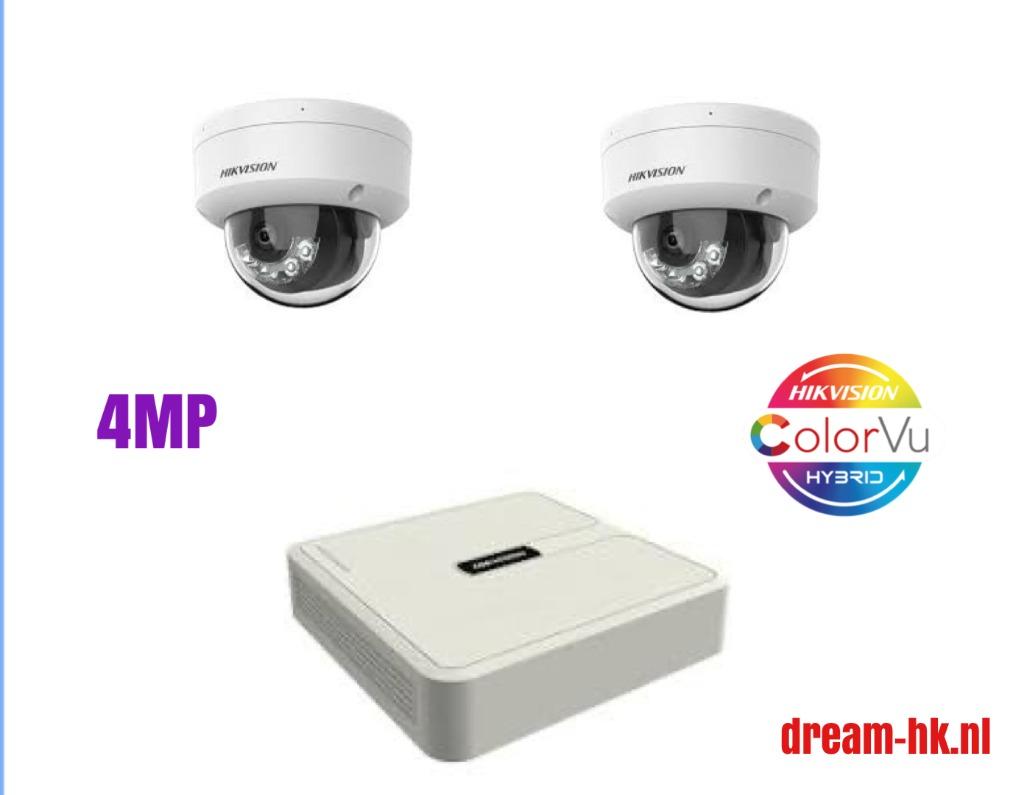 4MP Hikvision Hybrid ColorVU IP PoE  set/NVR+2x camera's