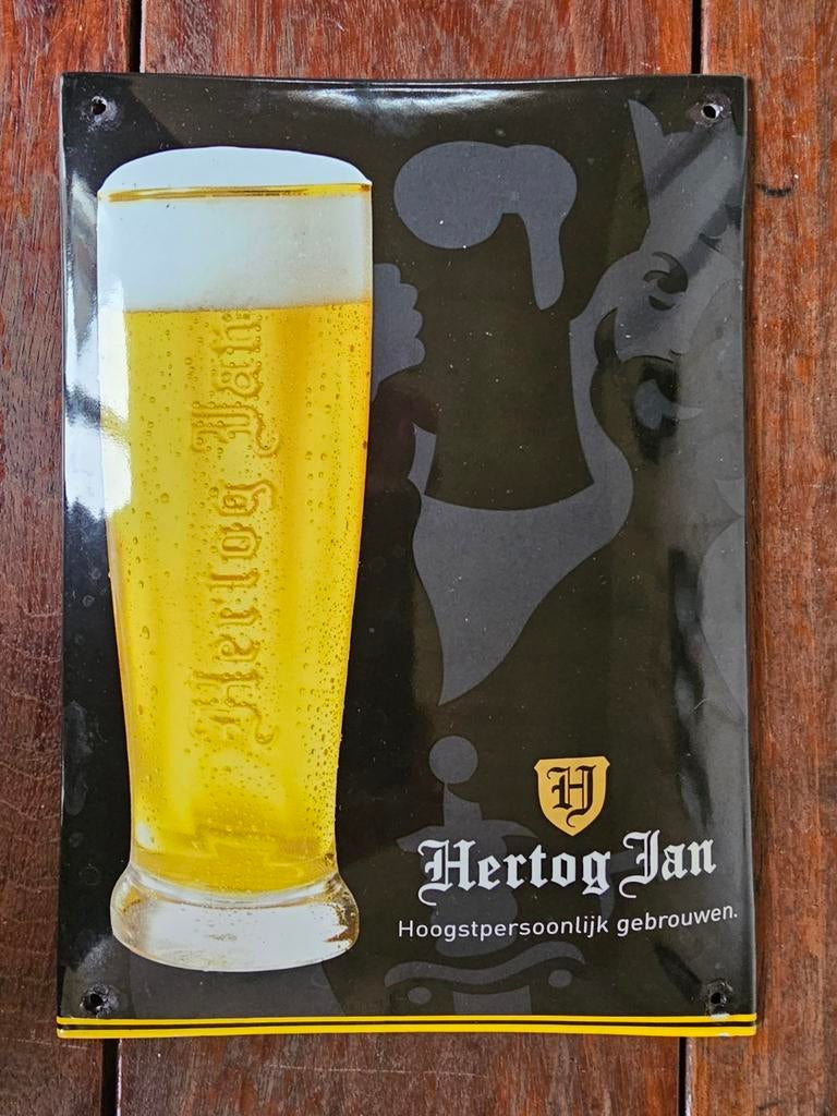 Emaille bord hertog jan bier, Ophalen of Verzenden, Zo goed als nieuw, Reclamebord, Plaat of Schild, Hertog Jan