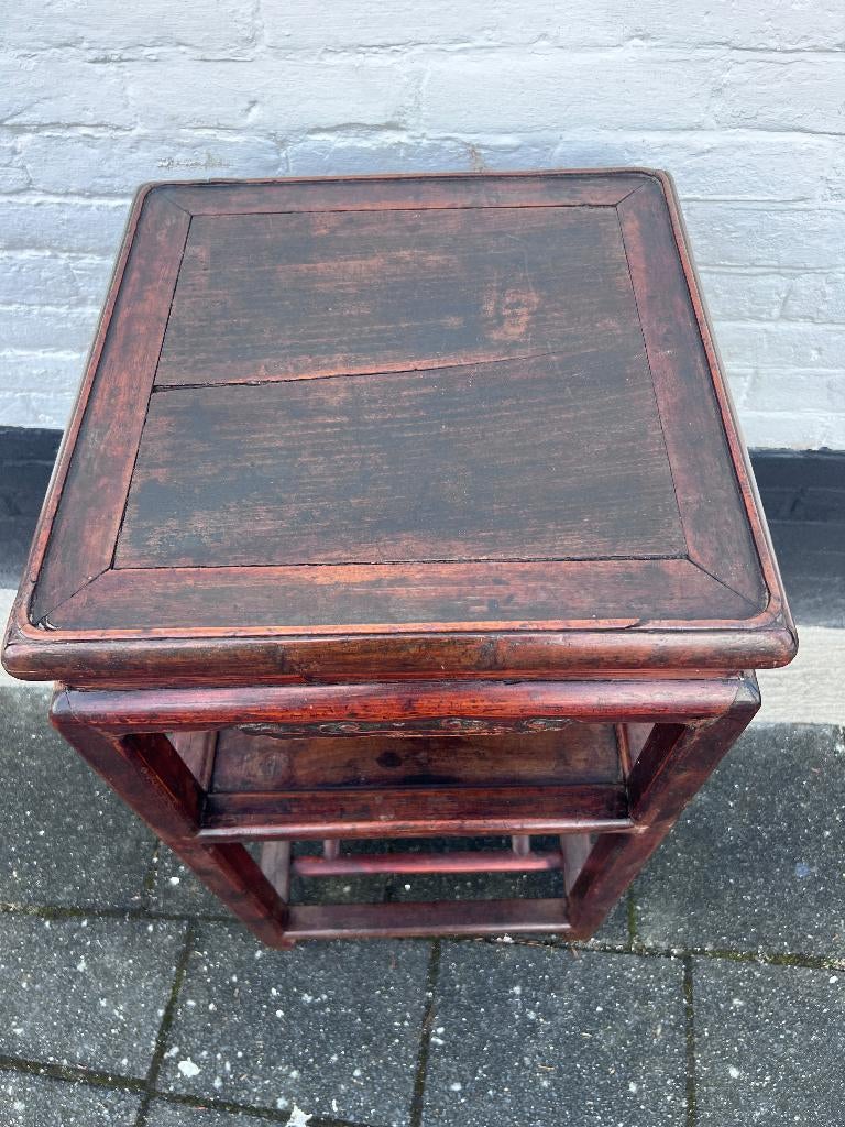 Chinese theetafel plantentafel, bijzettafel 39 x 39, H 77 cm, Minder dan 55 cm, De doofpot, Vierkant, Ophalen of Verzenden