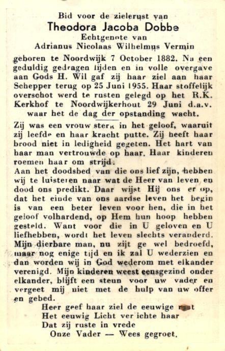 Dobbe Theodora Jacoba 1882 Noordwijk-1955 Noordwijkerhout, Ophalen of Verzenden