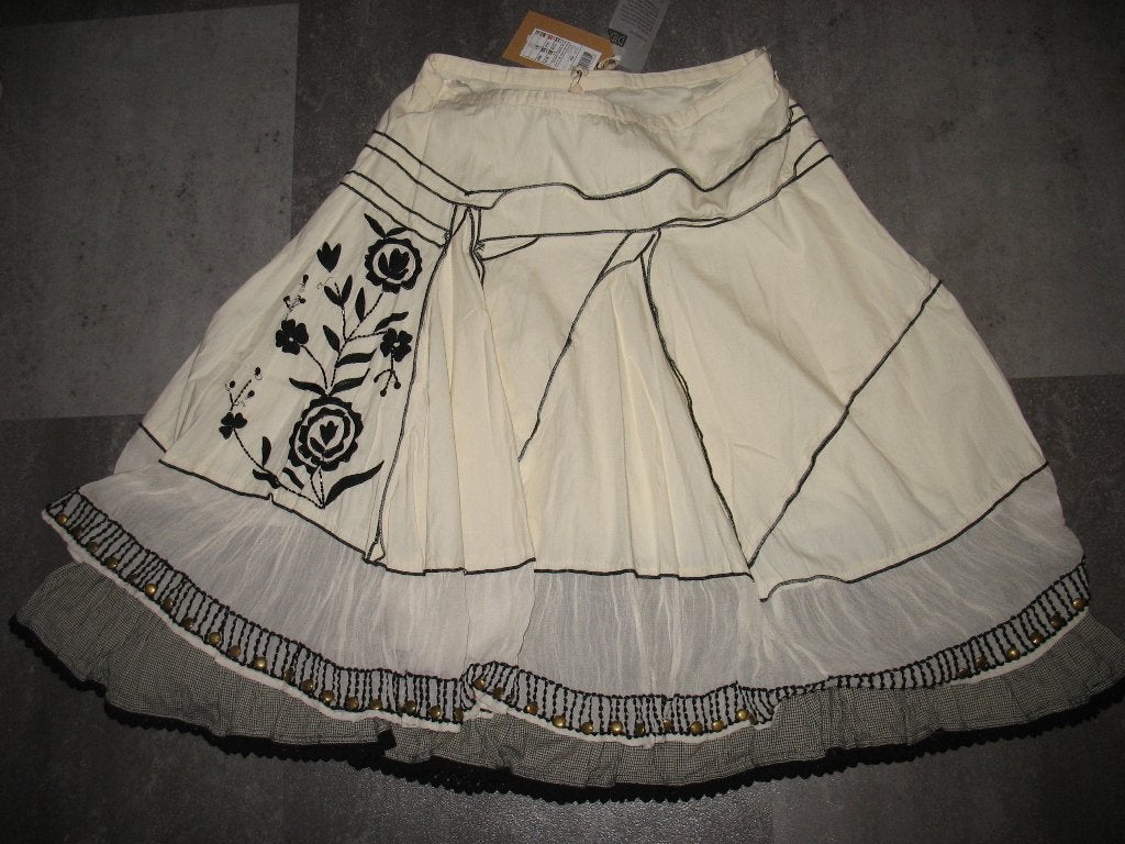 Didi Crèmekleurig Rok+ Borduursel en Ruches Zolderopruiming, Maat 38/40 (M), Overige kleuren, Nieuw, Didi