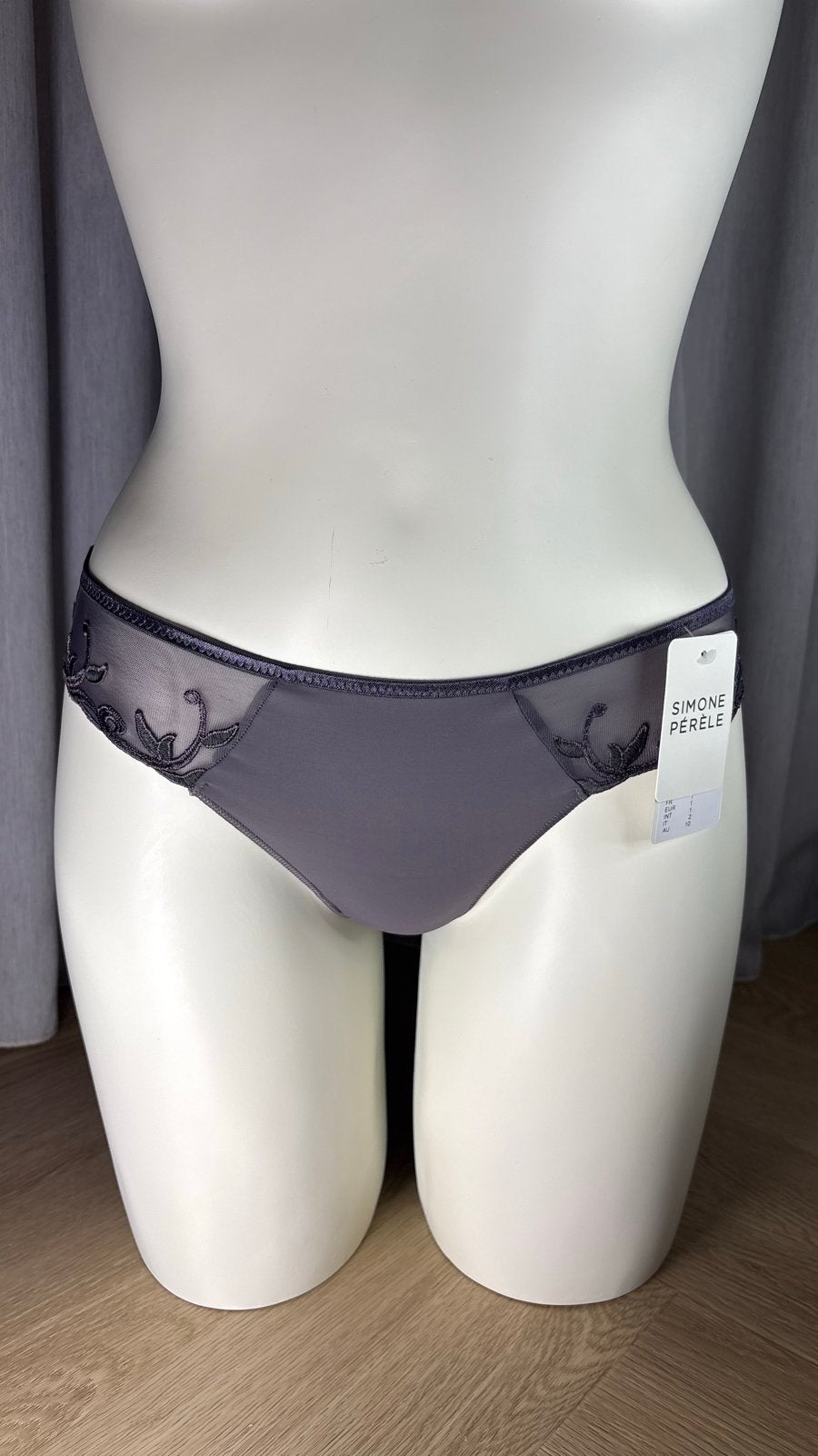 Simone Perele Slip XS-S Grijs met Borduurwerk, Verzenden, Grijs, Slip