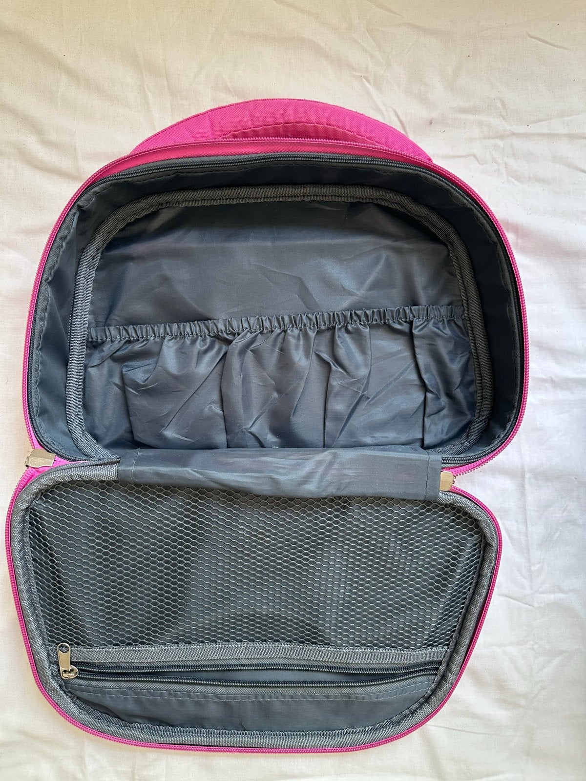 Leuke roze kleine koffer/beautycase met vogelprint, Ophalen, Gebruikt, Roze, Softcase