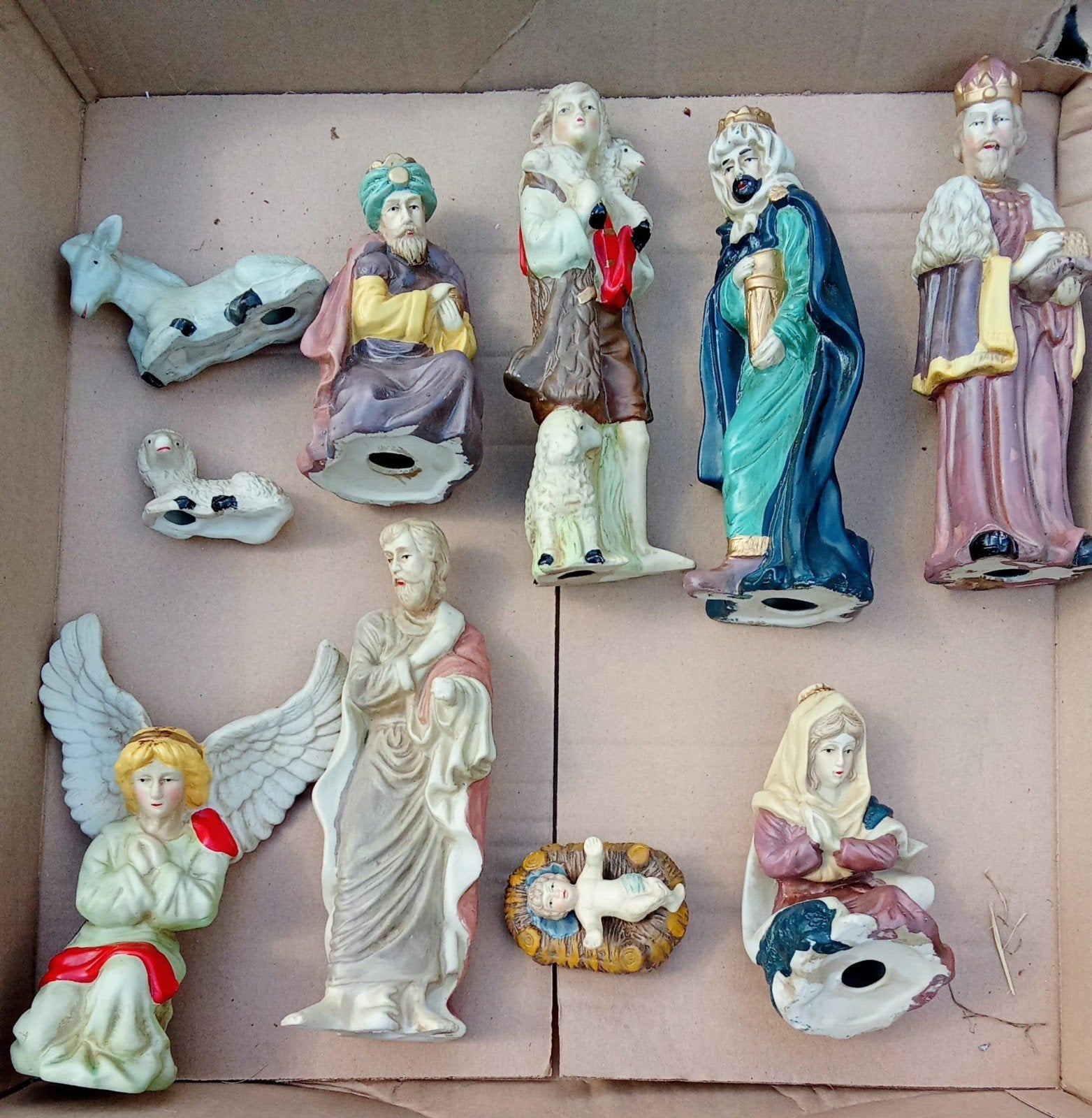 Vintage porseleinen kerstgroep - 11 delig, Ophalen of Verzenden