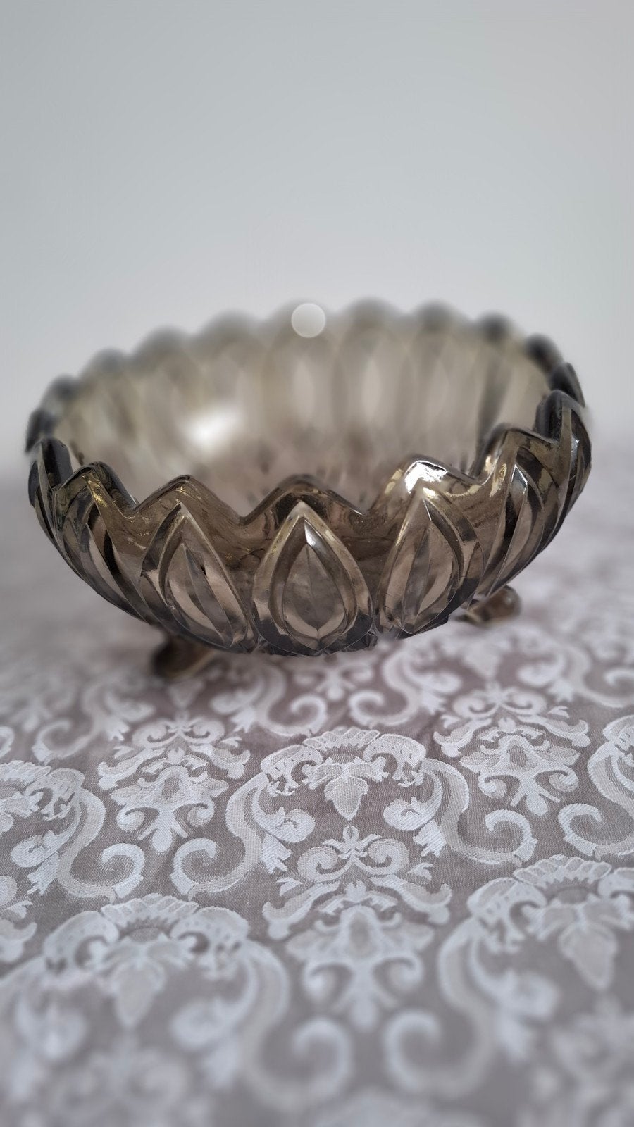 Vintage glazen schaal op pootjes, rookglas, Antiek en Kunst, Ophalen of Verzenden
