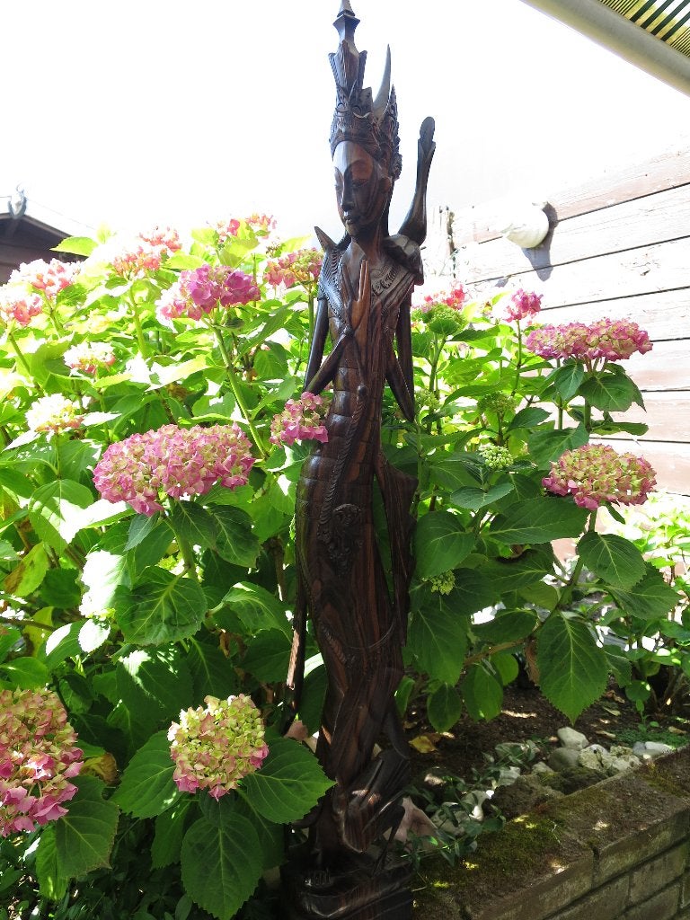 waardevol prachtig groot beeld uit coromandel hout gesneden, Antiek en Kunst, Ophalen of Verzenden