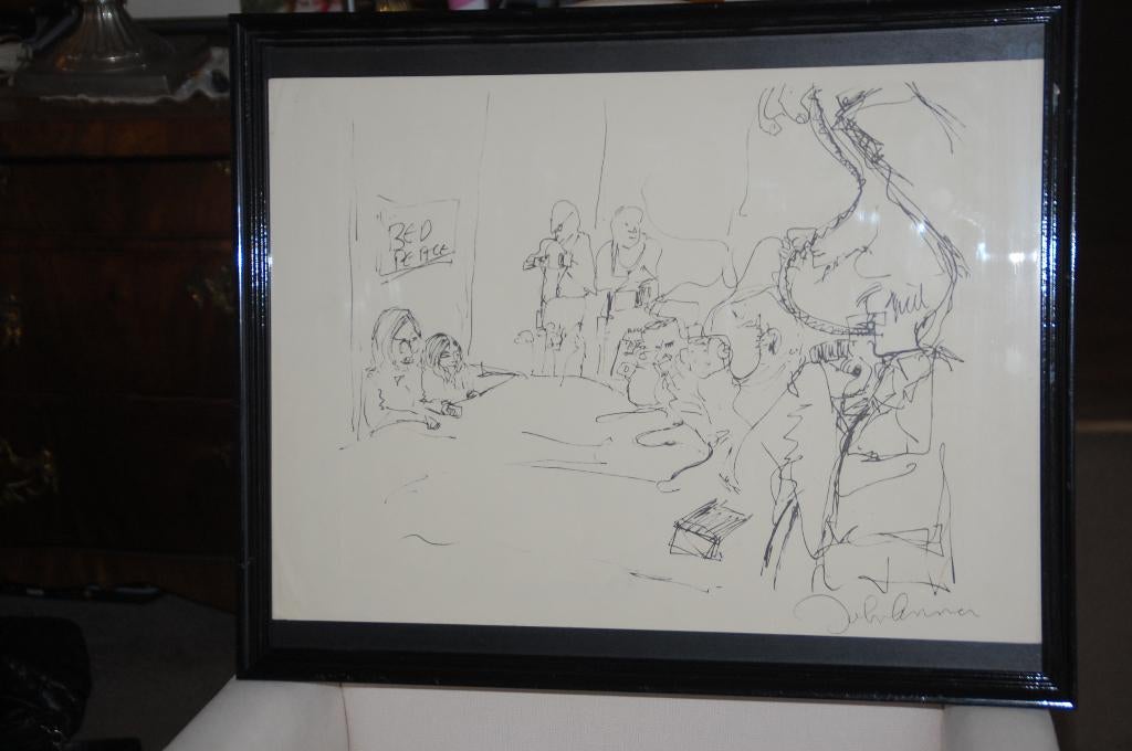 Een litho van Yoko Ono en John Lennon bag one 19401980, Ophalen of Verzenden