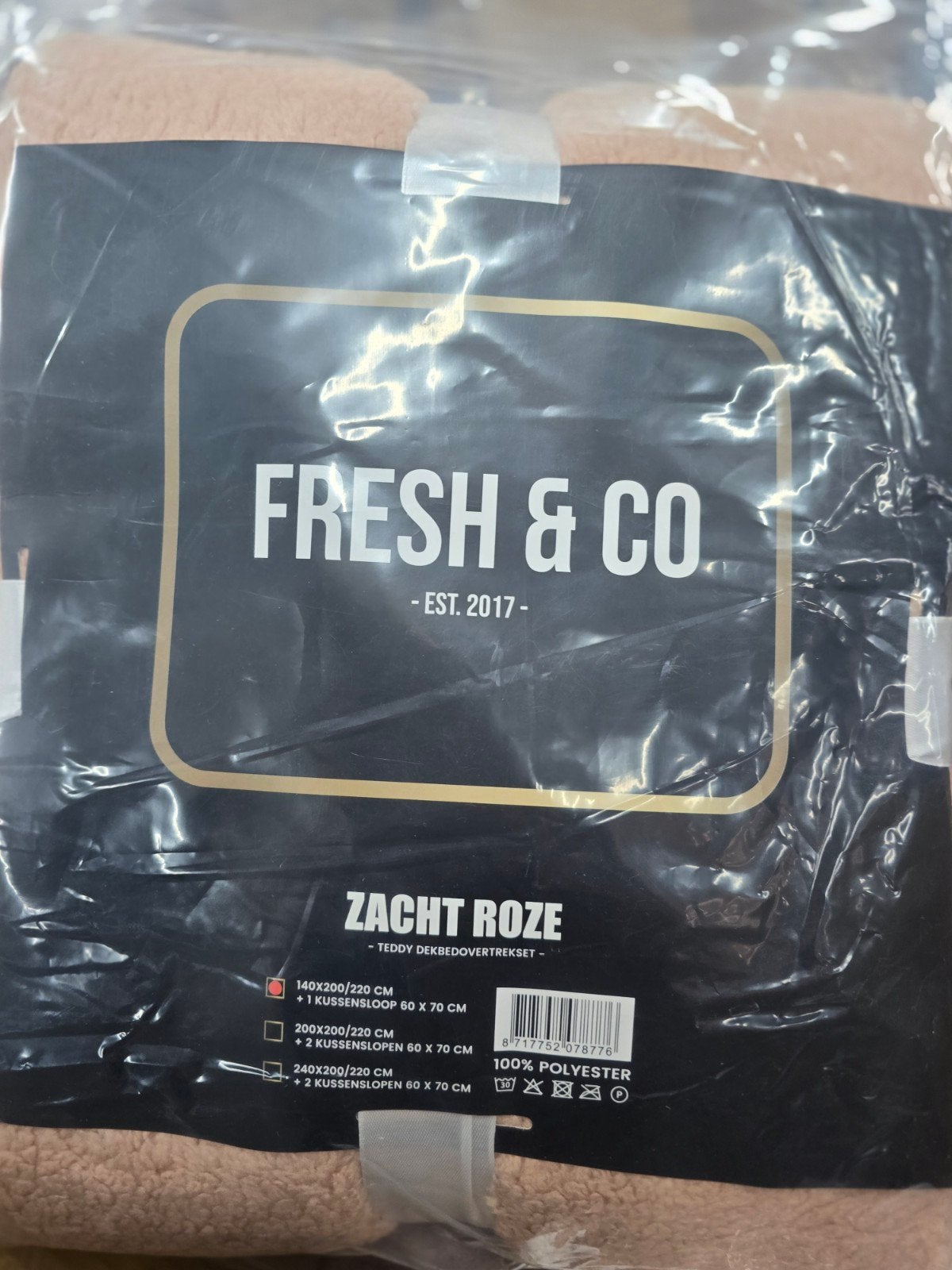 Zachtroze teddy dekbedovertrek 140x200/220 cm, Overige maten, Dekbedovertrek, Nieuw, Ophalen of Verzenden