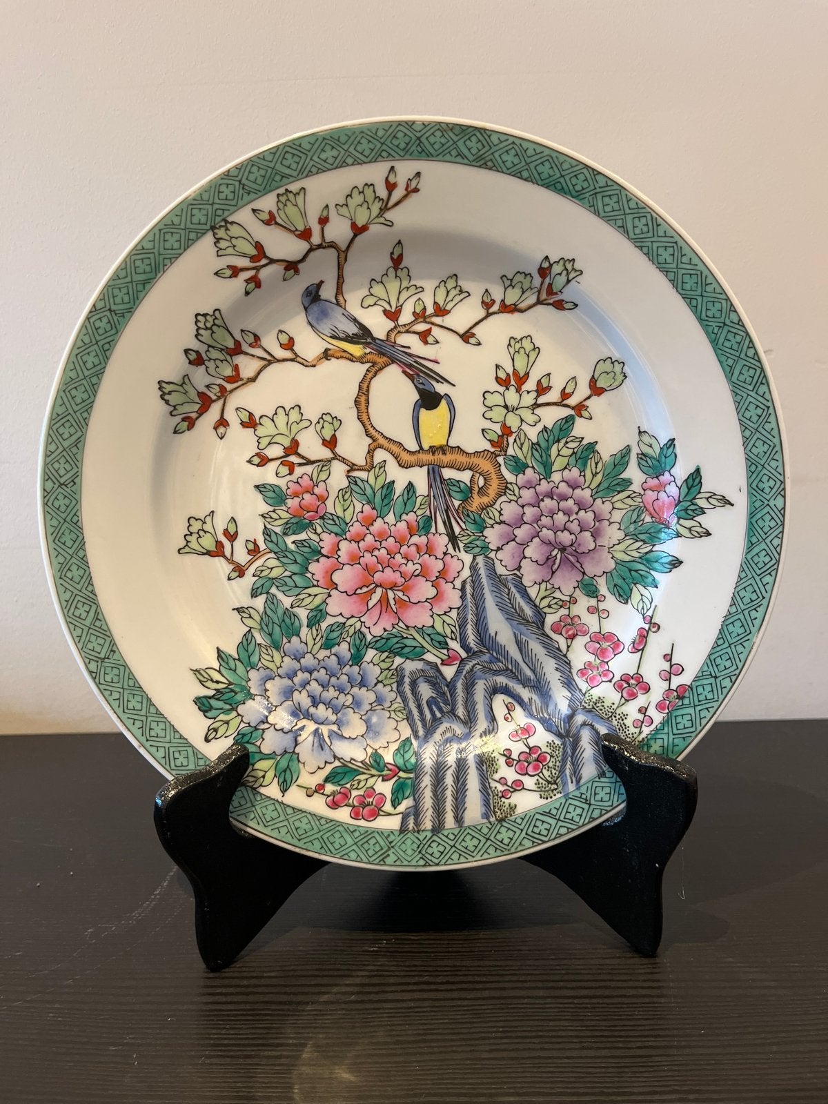Decoratief Chinees bord met vogel- en bloemmotief, Ophalen of Verzenden