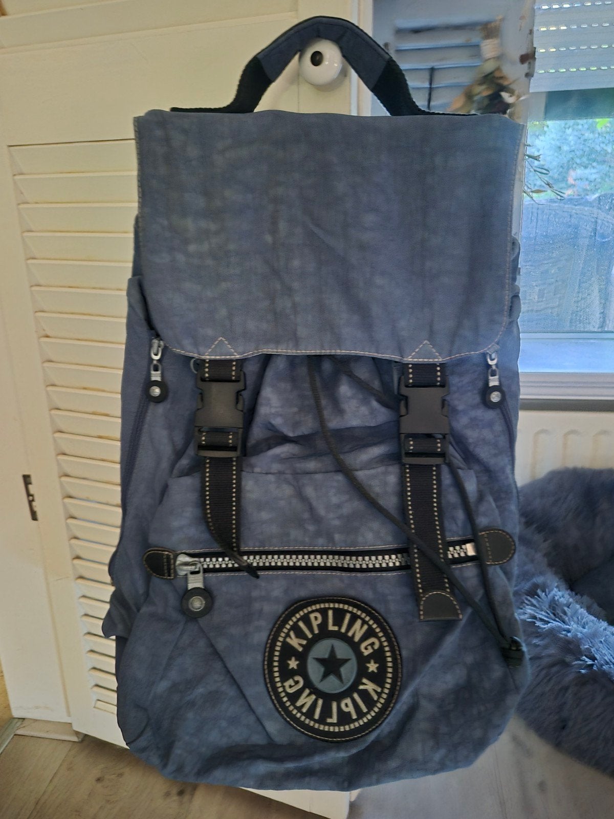 Blauw/grijze Kipling rugtas, Ophalen, Zo goed als nieuw, Kipling